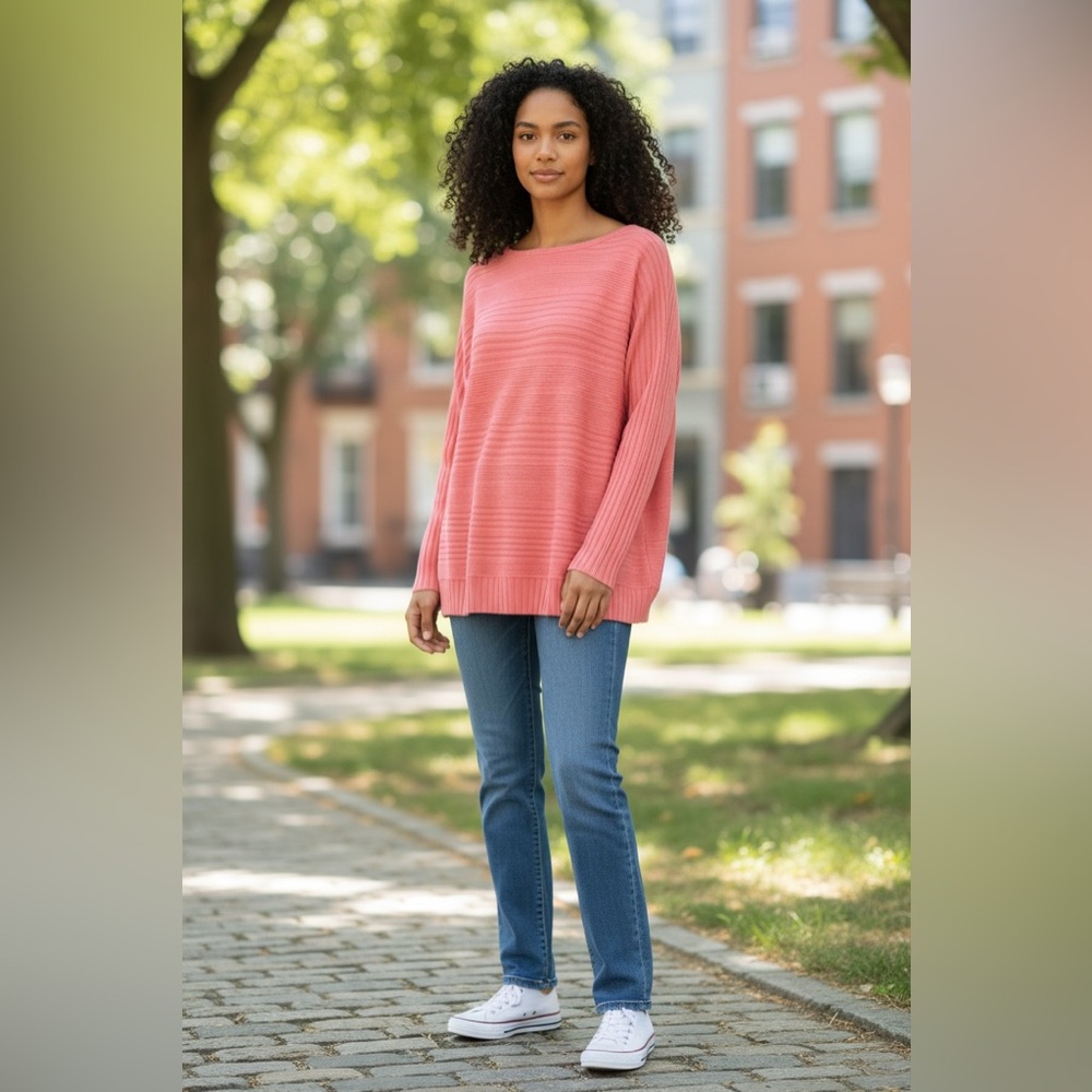Salmon Pink Ribbed Knit Top | NWOT | Soft & Comfy Large